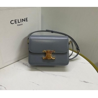 Top Grade Celine Teen Triomphe Mini Bag in Shiny Calfskin Leather 188423 Blue Grey 2026