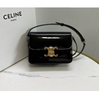 Best Price Celine Teen Triomphe Mini Bag in Patent Calfskin Leather 188423 Black/Gold 2026