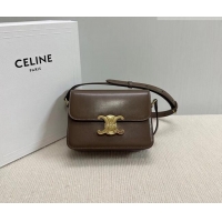 Shop Discount Celine Teen Triomphe Mini Bag in Shiny Calfskin Leather 188423 Soil Brown 2026
