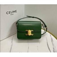 Top Design Celine Teen Triomphe Mini Bag in Shiny Calfskin Leather 188423 Amazon Green 2026