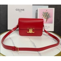 Top Design Celine Teen Triomphe Mini Bag in Shiny Calfskin Leather 188423 Red 2026