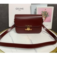 Luxury Cheap Celine Classique Triomphe Bag in Shiny Calfskin Leather 187366 Burgundy 2026