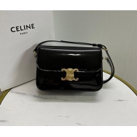Luxury Cheap Celine Classique Triomphe Bag in Patent Calfskin Leather 187366 Black/Gold 2026
