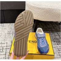 Pretty Style Fendi Wave Pulse Low-tops Sneakers in Blue Denim and Suede 1216067 2026