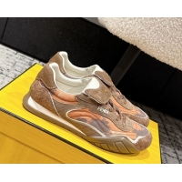 Top Grade Fendi Wave Pulse Low-tops Sneakers in Fabric and Suede Orange/Brown 1216068 2026