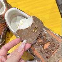 Top Grade Fendi Wave Pulse Low-tops Sneakers in Fabric and Suede Orange/Brown 1216068 2026