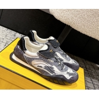 Unique Style Fendi Wave Pulse Low-tops Sneakers in Fabric and Suede Black/Blue 1216069 2026