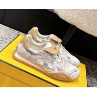 Best Price Fendi Wave Pulse Low-tops Sneakers in Fabric and Suede White/Grey 1216070 2026