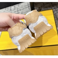 Best Price Fendi Wave Pulse Low-tops Sneakers in Fabric and Suede White/Grey 1216070 2026