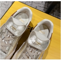 Purchase Fendi Wave Pulse Low-tops Sneakers in Suede and Calfskin Leather Gold 1216071 2026