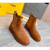 Best Grade Fendi Filo Biker Ankle Boots 3.5cm in Suede Light Brown FE121602 2026