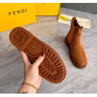 Best Grade Fendi Filo Biker Ankle Boots 3.5cm in Suede Light Brown FE121602 2026