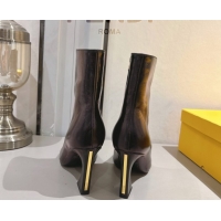 Durable Fendi Arco Heel Ankle Boots 8cm in Hagfish Embossed Leather Dark Brown 1216077 2026