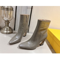 Top Design Fendi Arco Heel Ankle Boots 8cm in Hagfish Embossed Leather Grey 1216078 2026