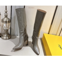 Best Product Fendi Arco Heel High Boots 8cm in Hagfish Embossed Leather Grey 1216080 2026
