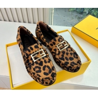 Top Grade Fendi Baguette Flat Loafers in Leopard Print FE121603 2026