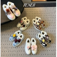 Buy Luxury Fendi Match Low Top Platform Shoes in White Leather & Shearling with Charm Pink 5122909 2026