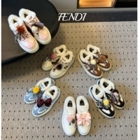 Cheapest Fendi Match Low Top Platform Shoes in Denim & Shearling with Charm Blue 5122914 2026