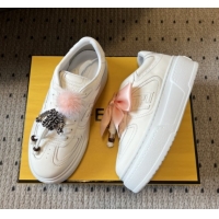 Unique Style Fendi Match Low Top Platform Shoes in White Leather with Charm White 5122916 2026