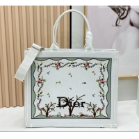 Buy Discount Dior Dioramour Large Dior Book Tote with Strap White Multicolor Revolution Flowers Embroidery D2205 2026