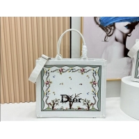 Buy Discount Dior Dioramour Large Dior Book Tote with Strap White Multicolor Revolution Flowers Embroidery D2205 2026
