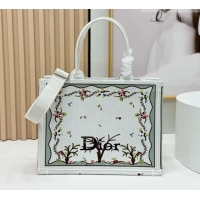 Best Price Dior Dioramour Medium Dior Book Tote with Strap D2206 White Multicolor Revolution Flowers Embroidery 2026
