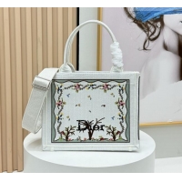 Promotional Dior Dioramour Small Dior Book Tote with Strap D2207 White Multicolor Revolution Flowers Embroidery 2026