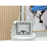 Promotional Dior Dioramour Small Dior Book Tote with Strap D2207 White Multicolor Revolution Flowers Embroidery 2026