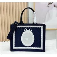 Grade Design Dior Medium Dior Book Tote with Strap in D2206 Blue Dior Oblique Embroidery with White Lace 2026
