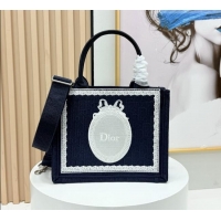 Buy Promotional Dior Small Dior Book Tote with Strap in D2206 Blue Dior Oblique Embroidery with White Lace 2026
