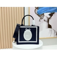 Buy Promotional Dior Small Dior Book Tote with Strap in D2206 Blue Dior Oblique Embroidery with White Lace 2026
