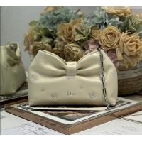 New Fashion Dior Small Dior Bow Bag in Dior Clover Embroidered Lambskin 2237 White 2026