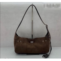 Buy Cheap Balenciaga Bel Air Small Hobo Shoulder Bag in 22006 dark coffee suede, aged-silver hardware 2026