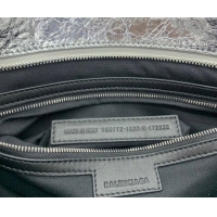 Super Quality Balenciaga Le City Medium Bag in 22006 silver metallized Arena lambskin, shiny silver hardware 2026