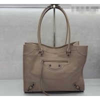 Buy Discount Balenciaga Le City Tote Bag Medium in Arena Storico Lambskin 0122 Apricot 2026