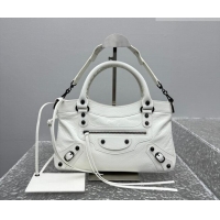 Best Quality Balenciaga Le City First Bag in Arena lambskin, brass hardware 0122 White 2026