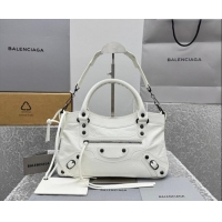 Best Quality Balenciaga Le City First Bag in Arena lambskin, brass hardware 0122 White 2026