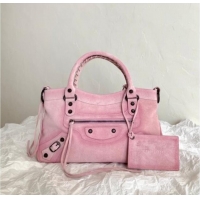 Well Crafted Balenciaga Le City First Bag in 0122 Pink Suede, brass hardware 2026