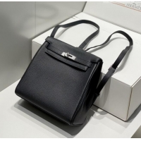 Buy Discount Hermes Kelly Ado Backpack 22cm in Togo Leather H2101 Black/Silver 2026(Half Handmade)