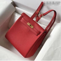 Super Quality Hermes Kelly Ado Backpack 22cm in Togo Leather H2101 Red/Gold 2026(Half Handmade)