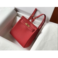 Super Quality Hermes Kelly Ado Backpack 22cm in Togo Leather H2101 Red/Gold 2026(Half Handmade)