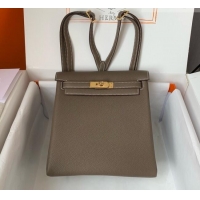 Buy Fashionable Hermes Kelly Ado Backpack 22cm in Togo Leather H2101 Etoupe/Gold 2026 (Half Handmade)