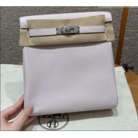 Best Quality Hermes Kelly Ado Backpack 22cm in Swift Leather H2101 Mauve Pale/Silver 2026 (Half Handmade)