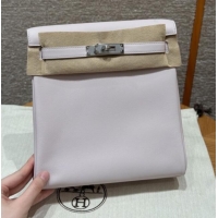Best Quality Hermes Kelly Ado Backpack 22cm in Swift Leather H2101 Mauve Pale/Silver 2026 (Half Handmade)