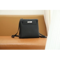 Most Popular Hermes Kelly Ado Backpack 22cm in Taurillon Clemence Leather H2111 Black/Silver 2026 (Half Handmade)