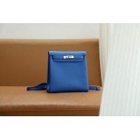 Best Price Hermes Kelly Ado Backpack 22cm in Taurillon Clemence Leather H2111 Blue/Silver 2026 (Half Handmade)