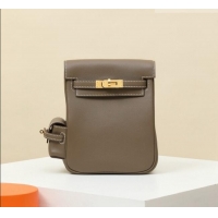 Top Design Hermes Kelly Jump Backpack KJ18 18cm in Swift Leather H2112 Etoupe/Gold 2026 (Half Handmade)