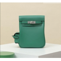 Best Quality Hermes Kelly Jump Backpack KJ18 18cm in Swift Leather H2112 Green/Silver 2026 (Half Handmade)