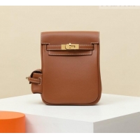 Best Price Hermes Kelly Jump Backpack KJ18 18cm in Swift Leather H2112 Brown/Gold 2026 (Half Handmade)