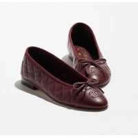 ​Super Quality Chanel Lambskin Ballet Flats G26250 Dark Burgundy 2026